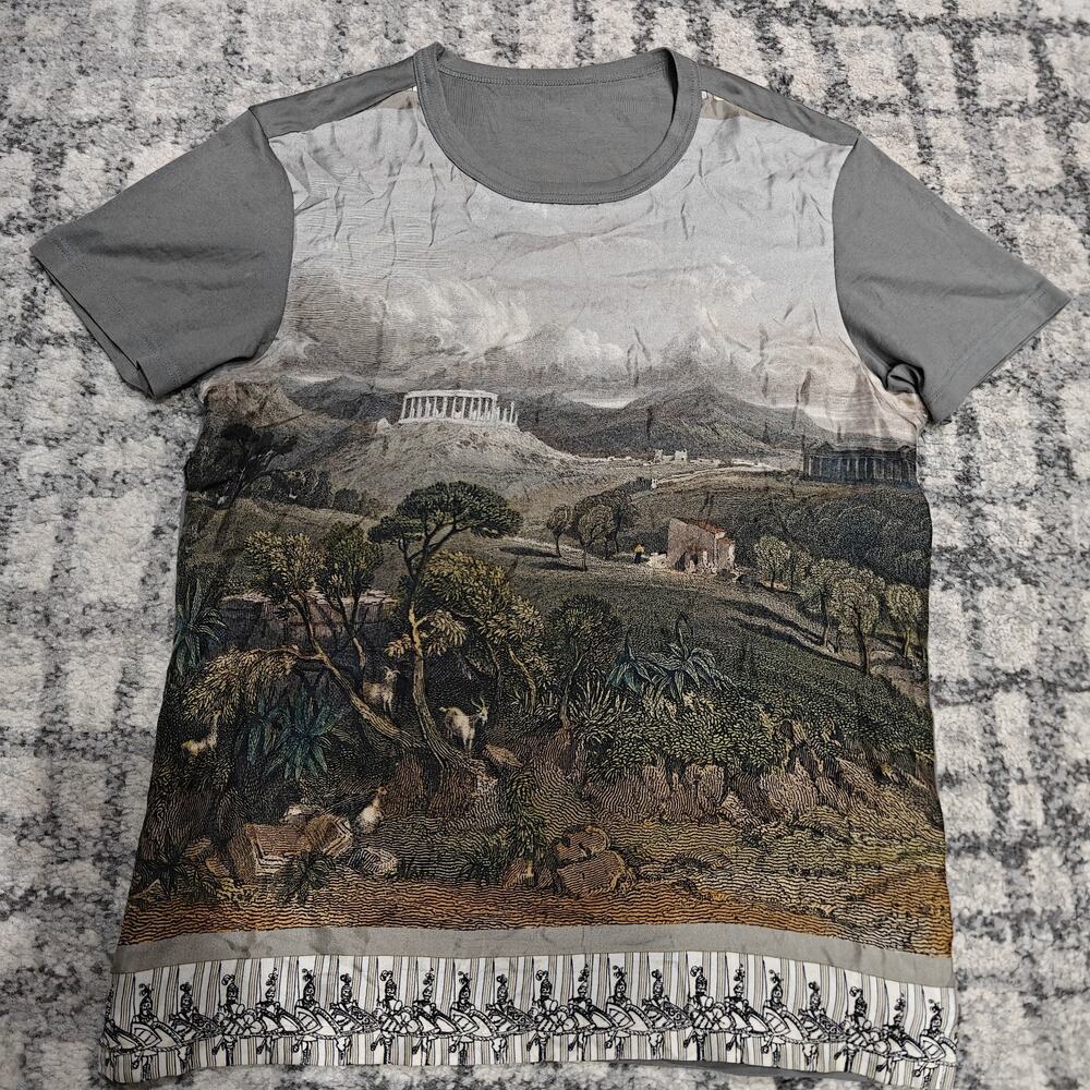 Dolce & Gabbana Silk Cotton Greek Landscape Scene Art Print T-Shirt Size S